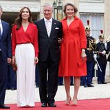 Olympia: König Frederik und Königin Mary von Dänemark posieren hier mit König Philippe und Königin Mathilde von Belgien