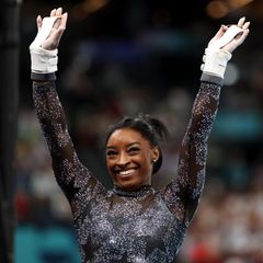 US-Turnsuperstar Simone Biles freut sich nach ihrem Auftakt bei Olympia in Paris