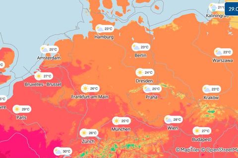 Wetterkarte für Montag, 29.07.