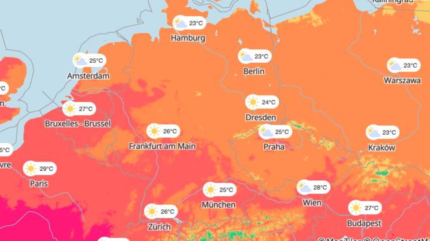 Wetterkarte für Montag, 29.07.