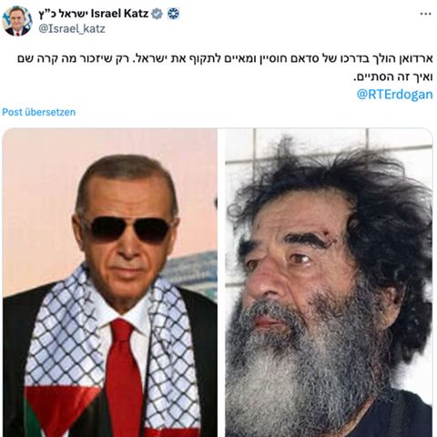 Israels reagiert scharf auf Erdoğan-Drohung – "Fußstapfen von Saddam Hussein"