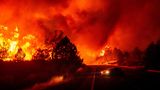 Kein Ausweg in Sicht: Ein Anwohner wollte den Flammen über den Highway 36 in der Nähe von Paynes Creek entkommen. Doch nun muss er umdrehen. Der Waldbrand im Norden Kaliforniens ist das sechstgrößte Feuer in der Geschichte Kaliforniens