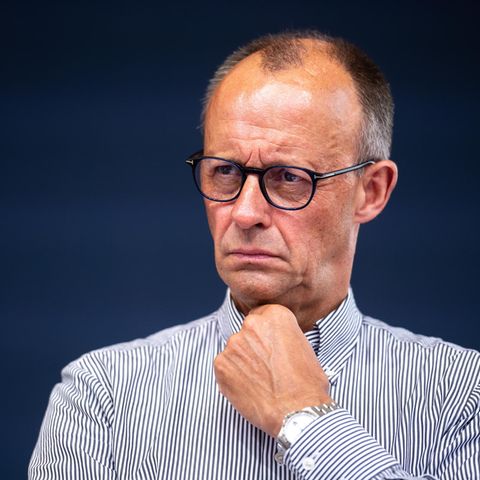 Friedrich Merz schaut skeptisch in die Ferne