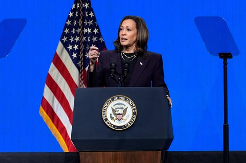 Kamala Harris bei einem Wahlkampfauftritt