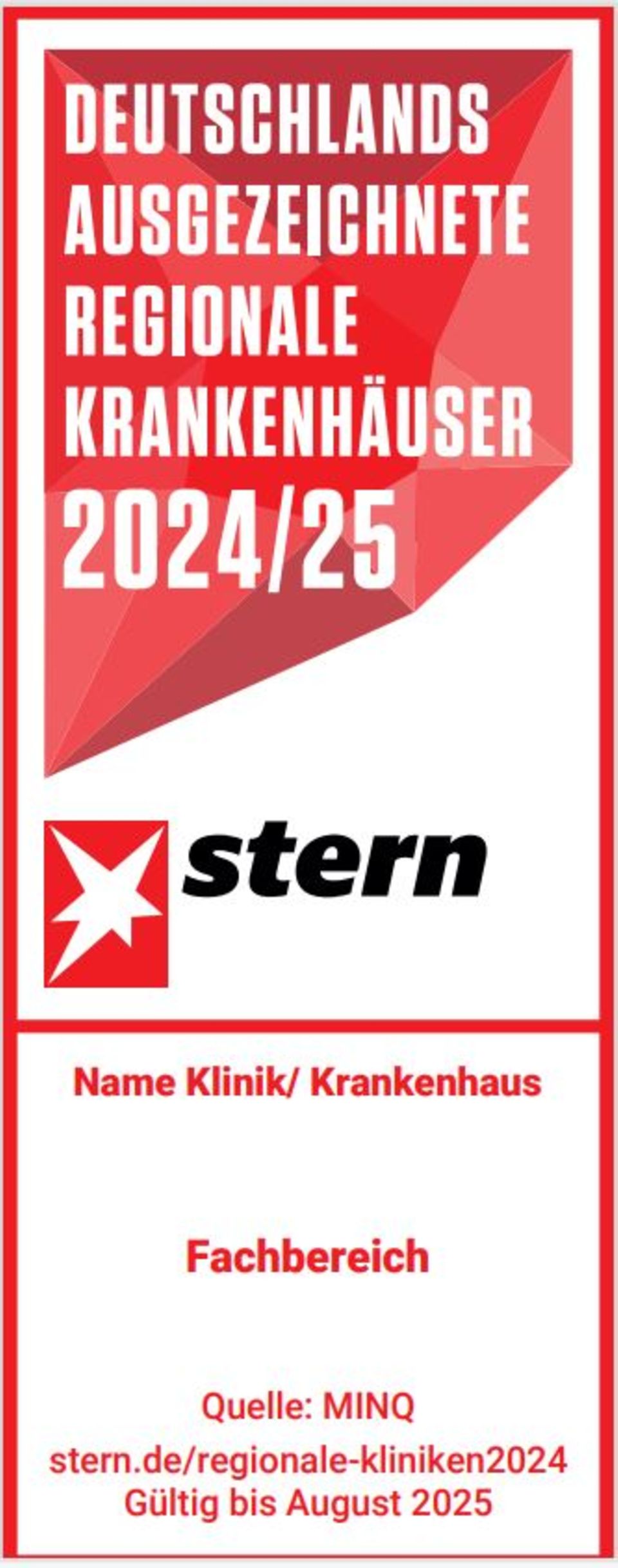Regionale Kliniken 2024/2025: stern zeichnet herausragende Kliniken in Ihrer Region aus