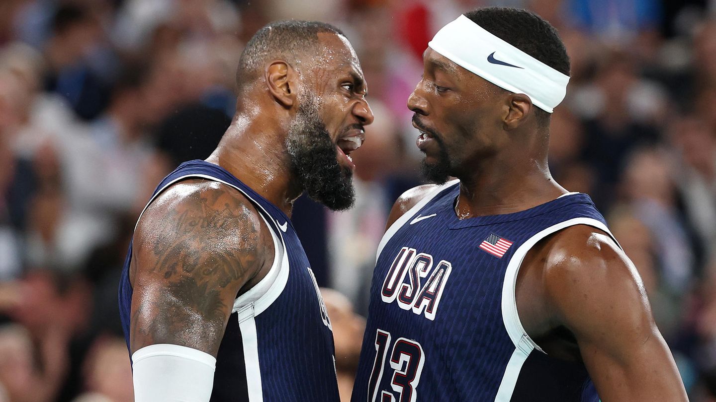 So sieht Freude aus, oder? Basketball-Superstar Lebron James ließ seinen Emotionen nach dem Sieg gegen Frankreich freien Lauf