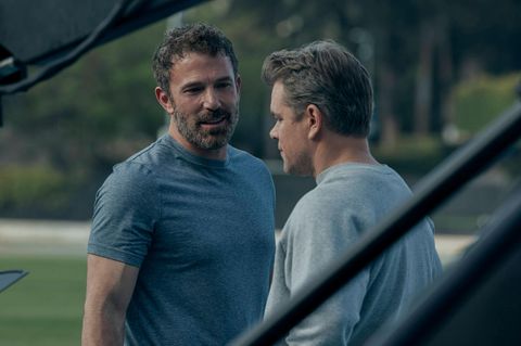 Ben Affleck (r.) und Matt Damon am Filmset beim Dreh von "Air"