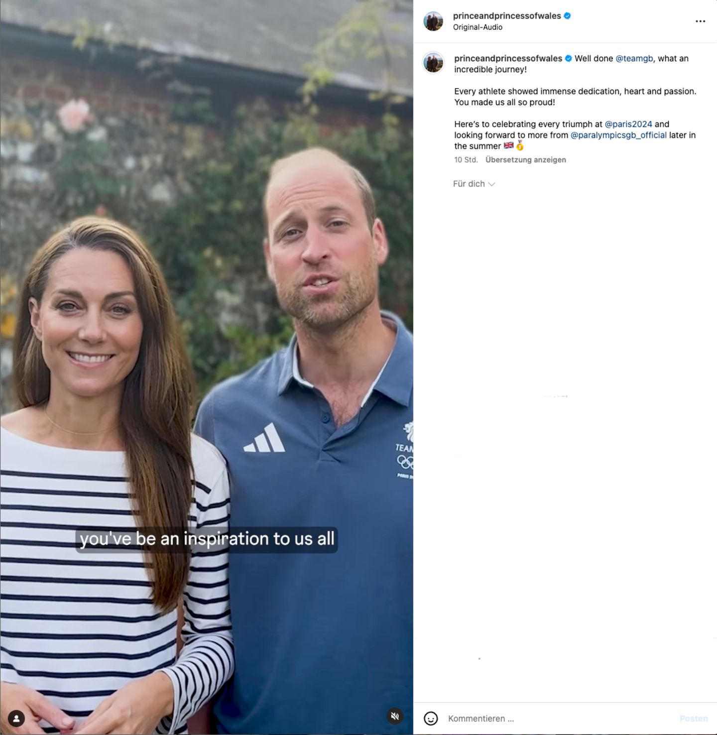 Prinzessin Kate und Prinz William danken Team GB