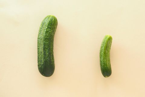Zwei Gurken klein und groß im Vergleich.