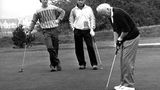 Franz Beckenbauer, der Schauspieler Siegfried Rauch und Ex-Bundespräsident Walter Scheel beim Golfspiel