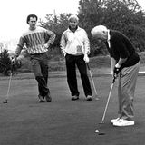 Franz Beckenbauer, der Schauspieler Siegfried Rauch und Ex-Bundespräsident Walter Scheel beim Golfspiel