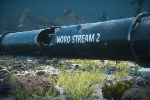Illustration von Nord-Stream-Sprengung in der Ostsee.
