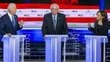 Joe Biden, Bernie Sanders und Kamala Harris bei einer TV-Debatte der Demokraten 2019