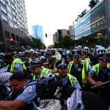 Polizisten am Rande des Parteitags