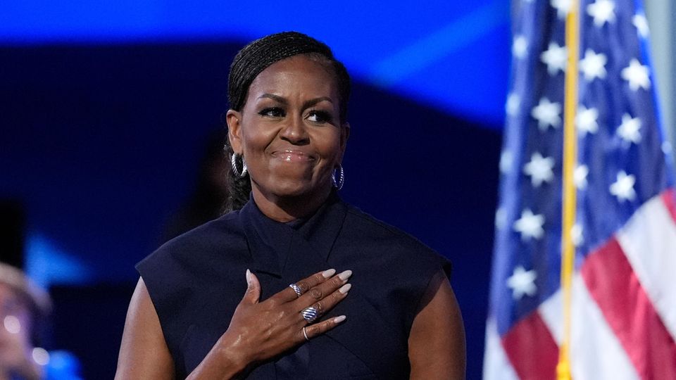 die ehemalige First Lady Michelle Obama während ihrer Rede auf dem Parteitag in Chicago.