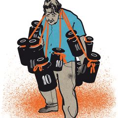 Illustration eines Mannes mit Gewichten
