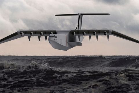 Die abgewinkelten Spitzen der Flügel unterscheiden den Liberty Lifter von einem normalen Flugzeug