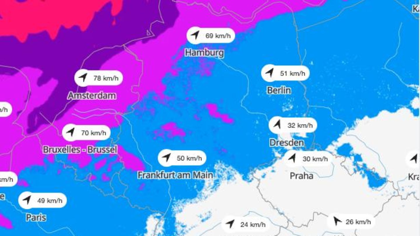 Karten zeigen die Lage: Sturm am Freitag, Sonne am Samstag &ndash; der Sommer f&auml;hrt Achterbahn