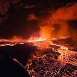 Luftaufnahme von Vulkanausbruch in Island