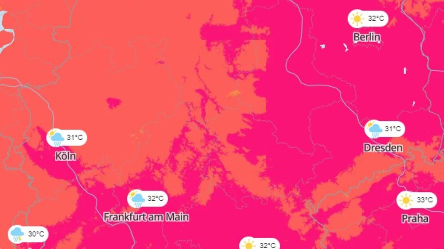 Karten zeigen die Lage: Hitze, Schauer und Gewitter: Sehen Sie hier, wie das Wetter bei Ihnen wird