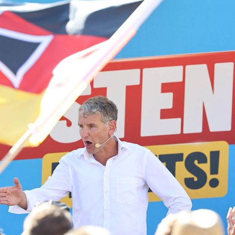 AfD-Thüringen-Chef Björn Höcke bei einer Wahlkampfveranstaltung in Sömmerda am Samstag