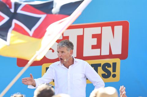 AfD-Thüringen-Chef Björn Höcke bei einer Wahlkampfveranstaltung in Sömmerda am Samstag