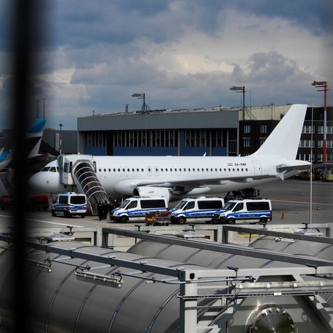 Plane for deportation at the airport in Hamburg