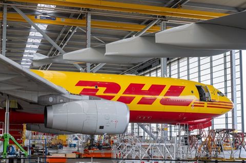 DHL-Luftfracht-Flieger in Leipzig