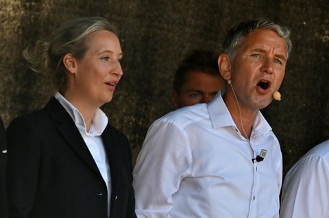 Für die AfD-Politiker Weidel und Höcke ist die Landtagswahl in Thüringen ein Triumph