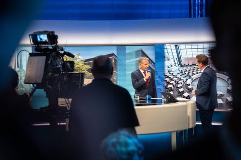 AfD-Spitzenkandidat Björn Höcke nach der Landtagswahl in Thüringen im ARD-Wahlstudio