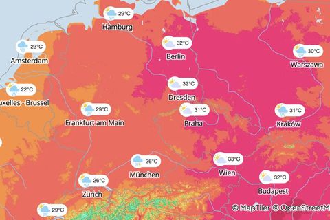 Unwetter: Karte zeigt Temperaturen
