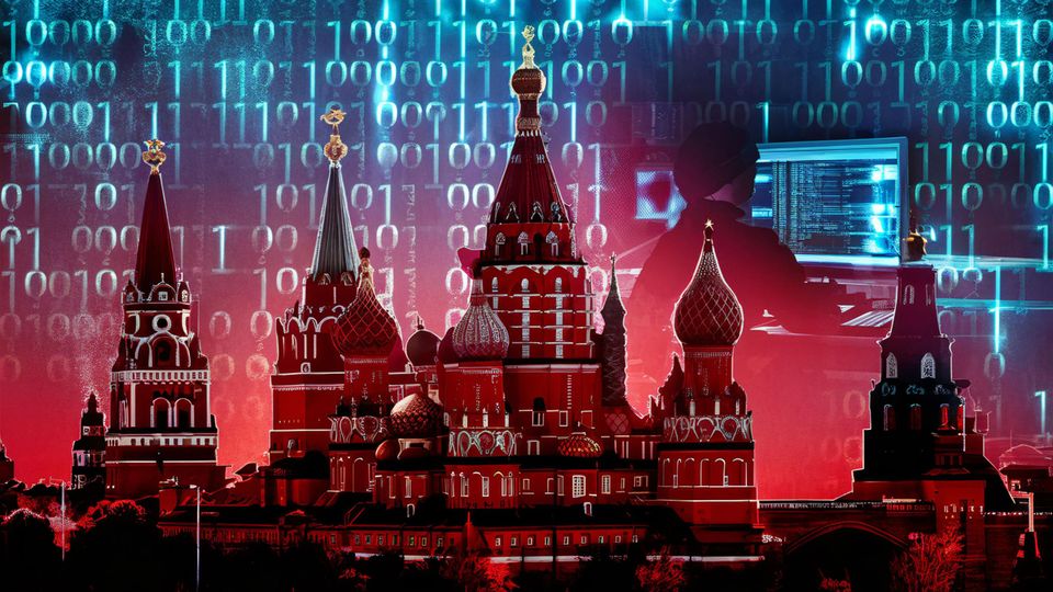 KI-generiertes Bild des Hackerangriffs auf Russland