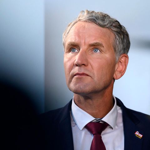 Thüringens AfD-Chef Björn Höcke am Wahlsonntag in Erfurt