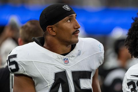 NFL-Profi Jakob Jonson bei einem Spiel der Las Vegas raiders