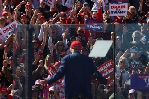 Trump bei seinem Auftritt in Mosinee in Wisconsin