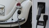 2019 gab es den Käfer offiziell mit dem Antrieb des Elektro-Kleinwagens E-Up, also 82 PS, die den Wagen in gut acht Sekunden auf 80 Stundenkilometer brachten. Maximaler Speed: 150 km/h. Reichweite: gut 200 Kilometer. Billig war der E-Käfer nicht, allein die Bodengruppe für den E-Antrieb kostet 39.900 Euro. Ein altes, gut erhaltenes Chassis konnte man selbst mitbringen, ein Spezialist aus Renningen nahm den Umbau vor. Oder man kaufte für 99.000 Euro einfach ein fertiges, elektrisch angetriebenes Käfer-Cabrio. Es blieb ein Modell für Liebhaber