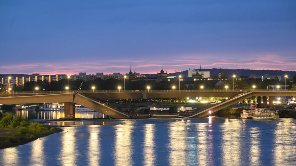 Eingestürzt: Die Carolabrücke ist eine von vier Elbbrücken in Dresden