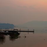 Am Bear Lake geht die Sonne unter. Doch die Abendstimmung kommt durch den Rauch des Line Fire