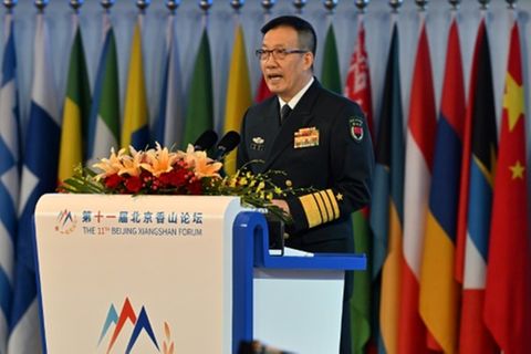 Chinese Defence Minister Dong Jun spoke to delegates in Beijing at the Xiangshan Forum