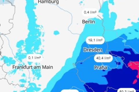 Die Karte zeigt die aktuelle Hochwasser-Lage