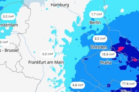 Die Karte zeigt die aktuelle Hochwasser-Lage