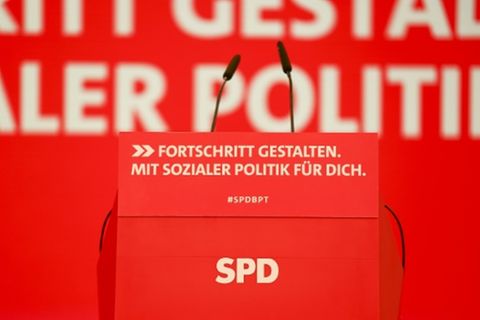 Pult auf einem SPD-Parteitag