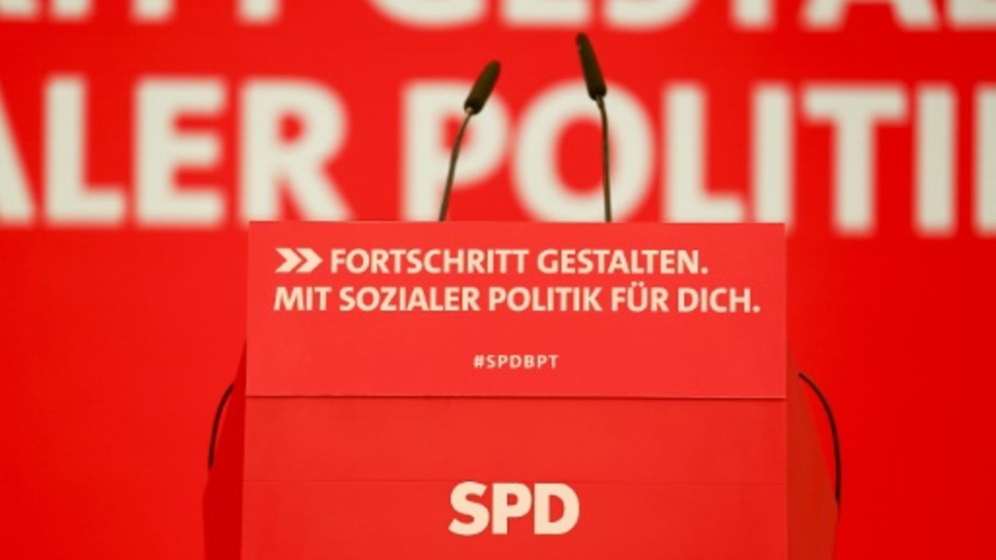 Pult auf einem SPD-Parteitag