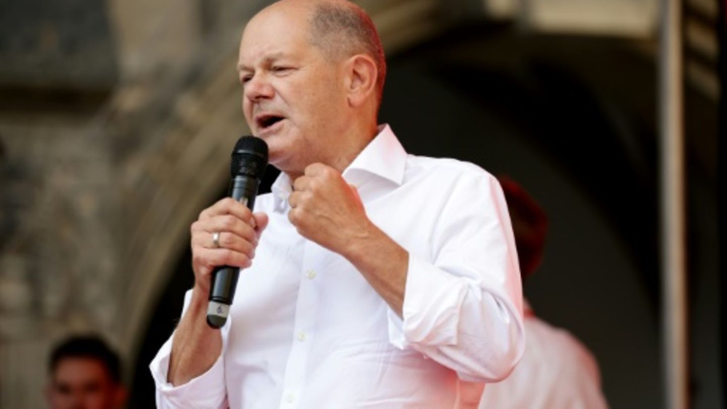 Olaf Scholz beim Wahlkampf in Sachsen
