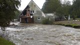Ein vom Hochwasser zerstörtes Haus