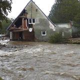 Ein vom Hochwasser zerstörtes Haus