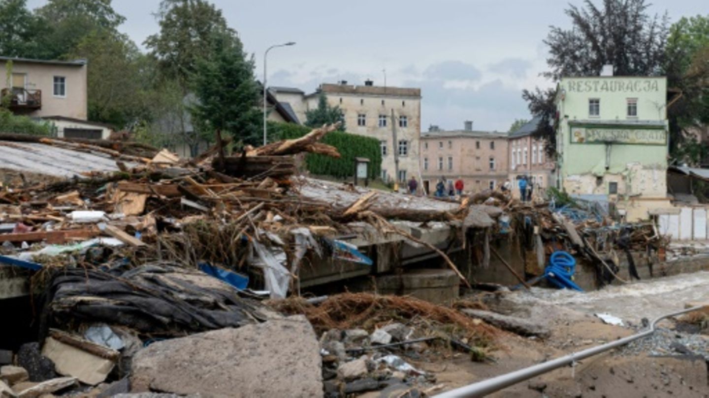 Hochwasser-Schäden in Ladek-Zdroj in Südpolen