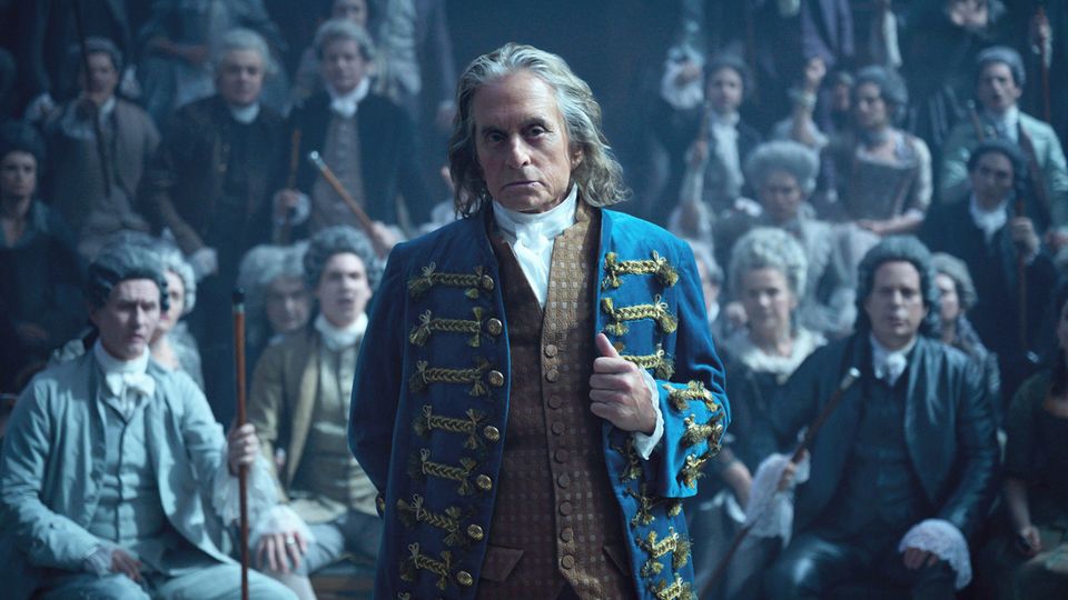 Michael Douglas als Benjamin Franklin Michael Douglas als Benjamin Franklin vor Publikum