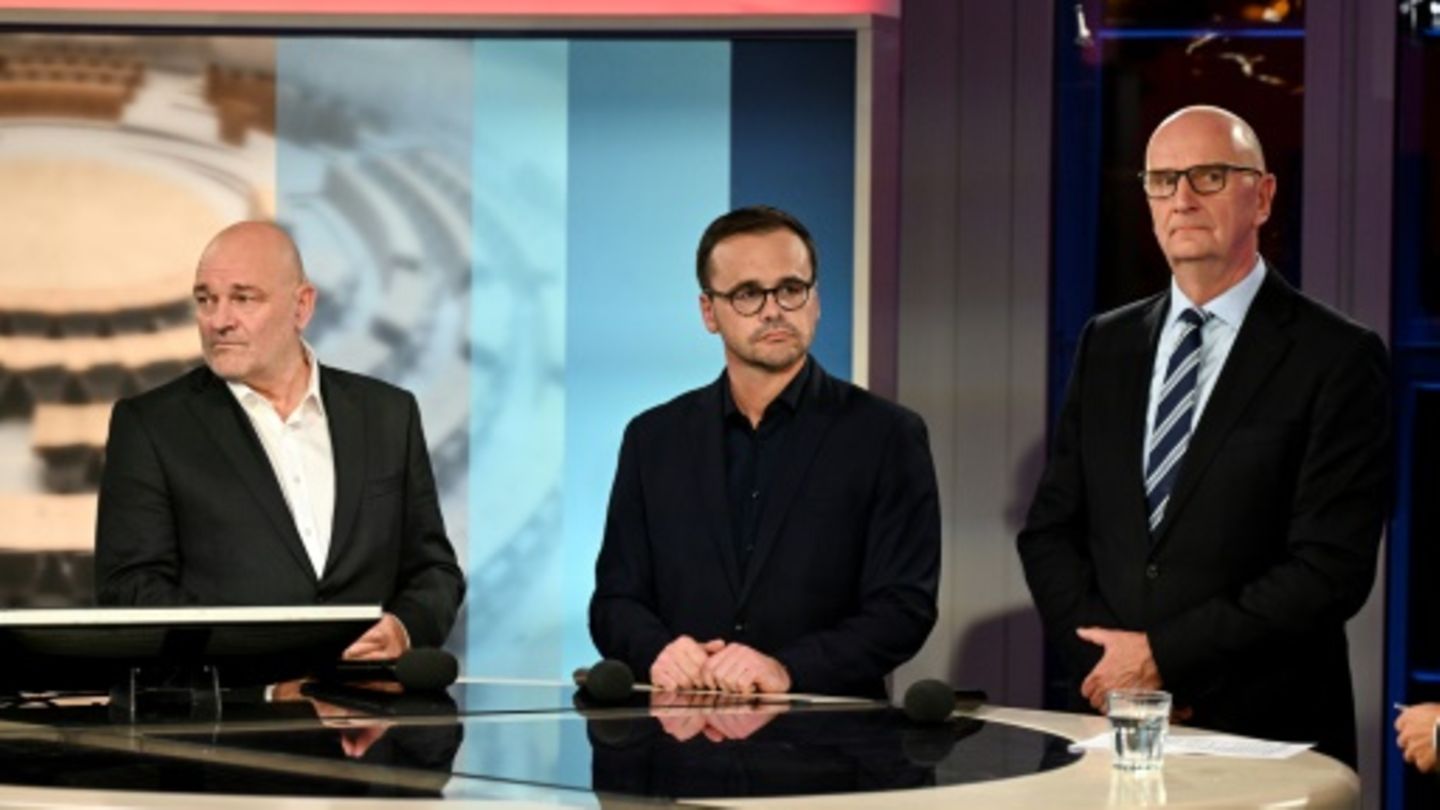 Dietmar Woidke, Jan Redmann, Robert Crumbach (von rechts)
