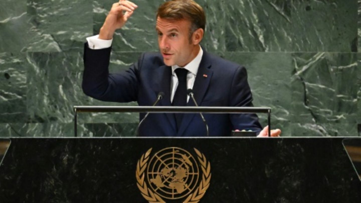Frankreichs Präsident Macron am Mittwoch bei seiner Rede vor der UN-Vollversammlung